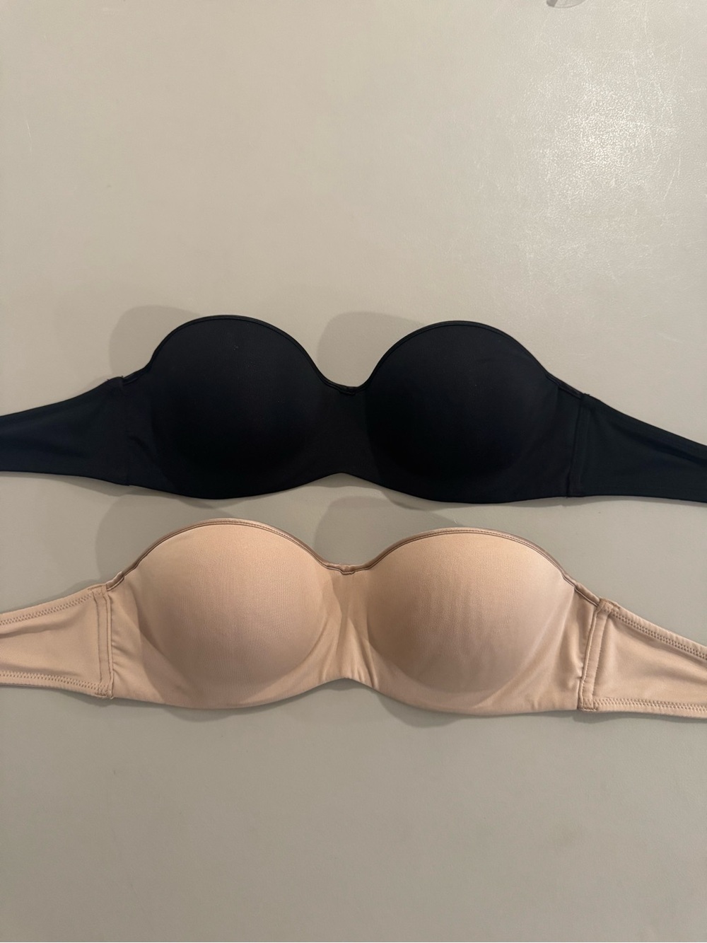 Natori Pure Luxe Strapless Underwired Padded Bra Set of 2 Size 36B Black/Beige
